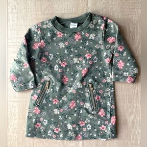 Old navy green with pink florals dress 3-6 month